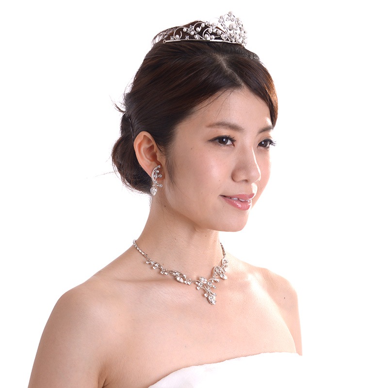 ネックレスイヤリングセット 1897ムーン 化粧箱付 日本製ブライダルアクセサリー 結婚式 花嫁 ウェディング パーティー スワロフスキー