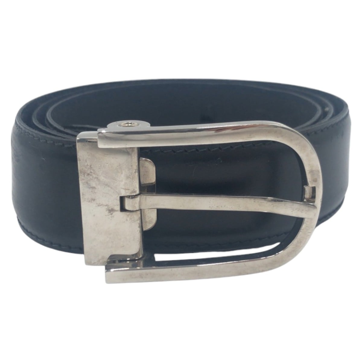 ブラック 黒 シルバー レザー/メタル ベルト メンズ 411139