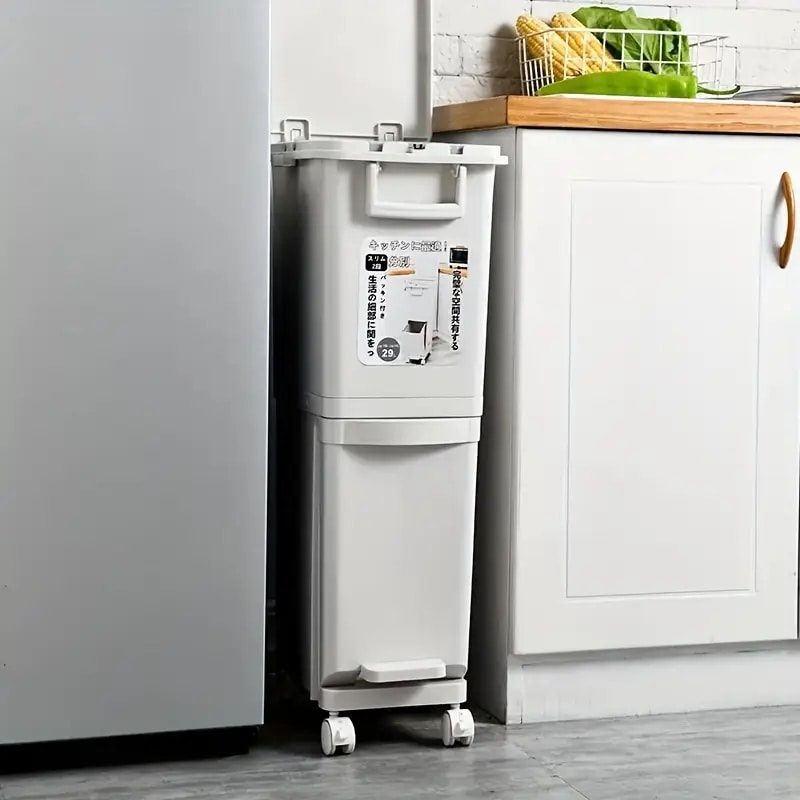 pc 狭い分類ゴミ箱二重/三層ゴミ箱蓋付き家庭用大容量ゴミ箱一体型防臭乾湿分離分類ゴミ箱