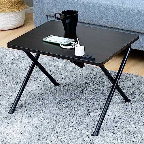 山善 テーブル ローテーブル (ミニ/折りたたみ/コンセント付き) 完成品 幅50×奥行44×高さ36cm 一人暮らし ダークブラウン/ブラック EYST-5040L(DBR/BK4)