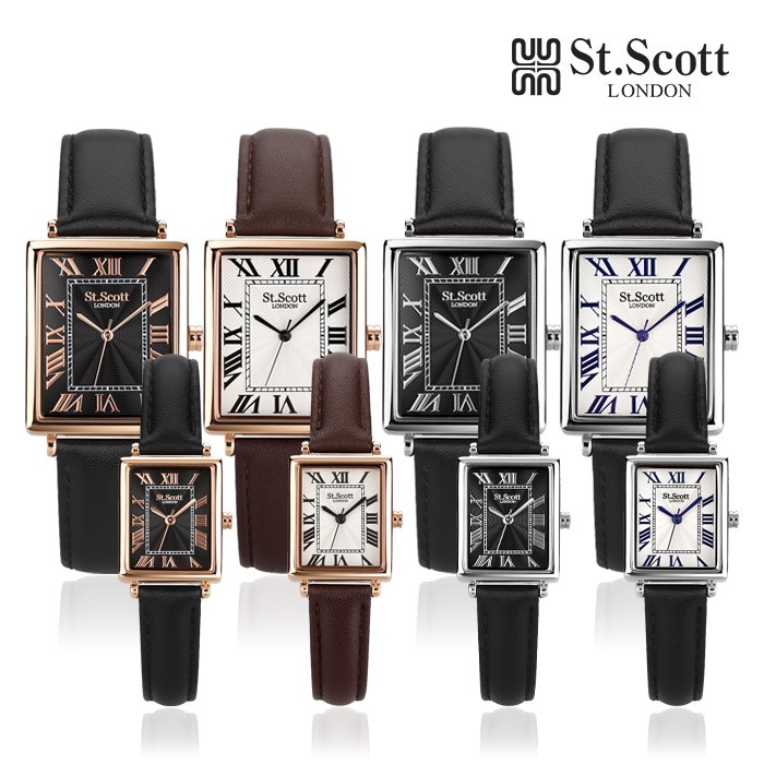 ST.SCOTT LONDON ST5502セクレト男女カップルレザーウォッチ8種メンズST5502-RBBローズブラック