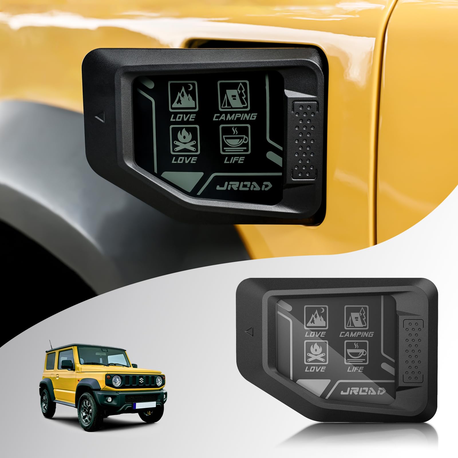 AMWMORV 探索シリーズ ジムニー JB64専用フューエルリッドカバー JB74 ジムニー フューエルキャップ 給油口キャップ 梨地塗装 傷防止 耐汚れ 元の穴取り付け 帯電防止コーティング 独自