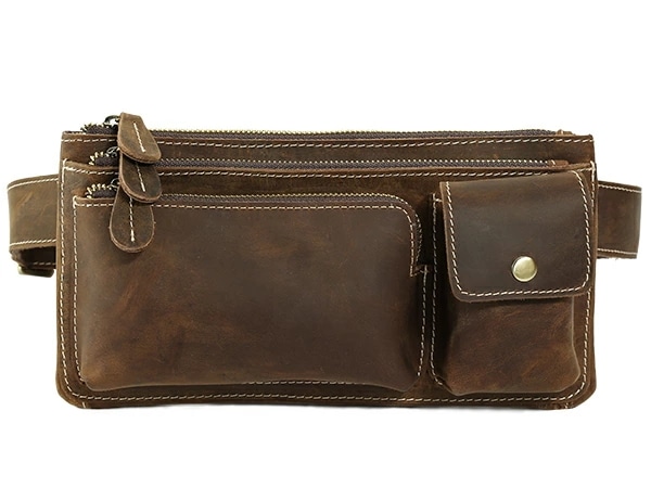 ラストチャンスアンティーク 本革 メンズ ウエストバッグ ヒップバッグ 厚手牛革 プルアップレザー 2WAY スマホ 長財布対応 ブラウン