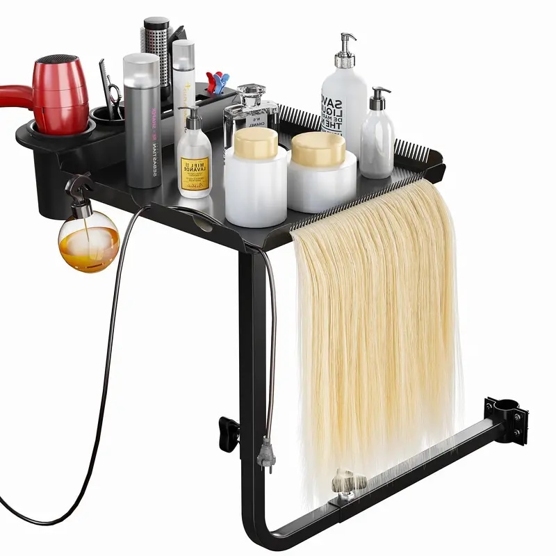 理髪トレイ収納ラック付き椅子フレームに取り付け美容理容室多機能スパ収納高さ調節可能なサロンツール