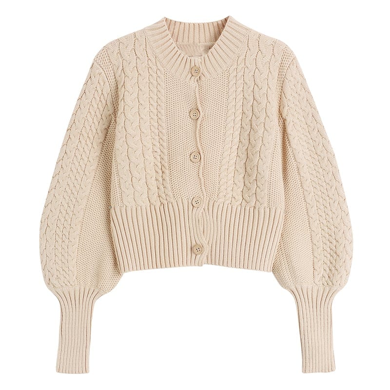 2color カーディガン ニット セーター 前開き ボリューム袖 萌え袖 長袖 シック