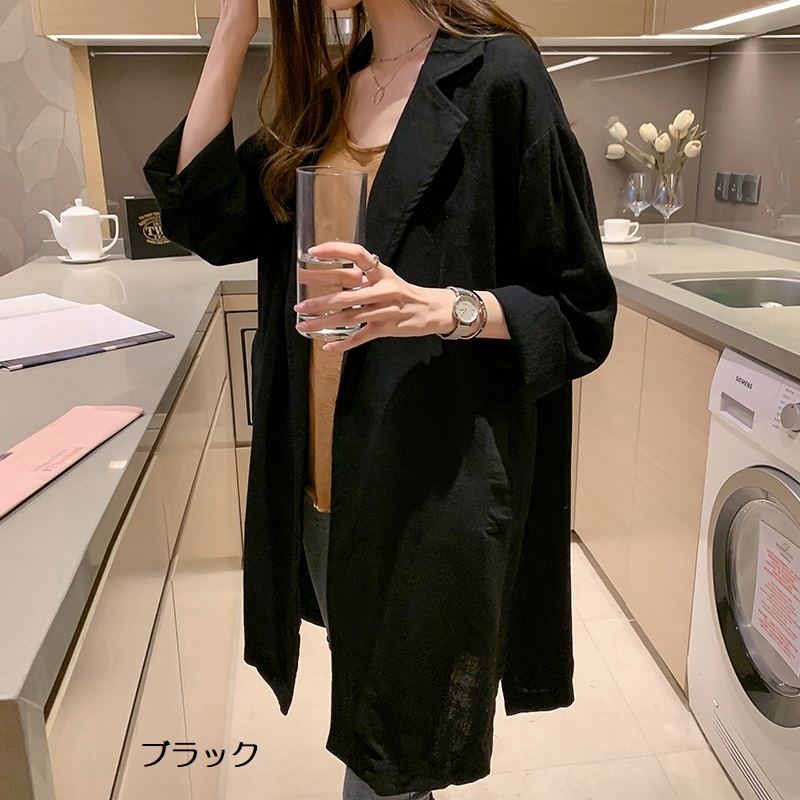 アウター ライトコート ビッグサイズ ゆったり メンズライク マニッシュ スポーティー カジュアル デイリー ワンボタン 羽織物 ラフ ルーズ 春 秋 ミドルロング丈 スーツカラー 通勤 通学