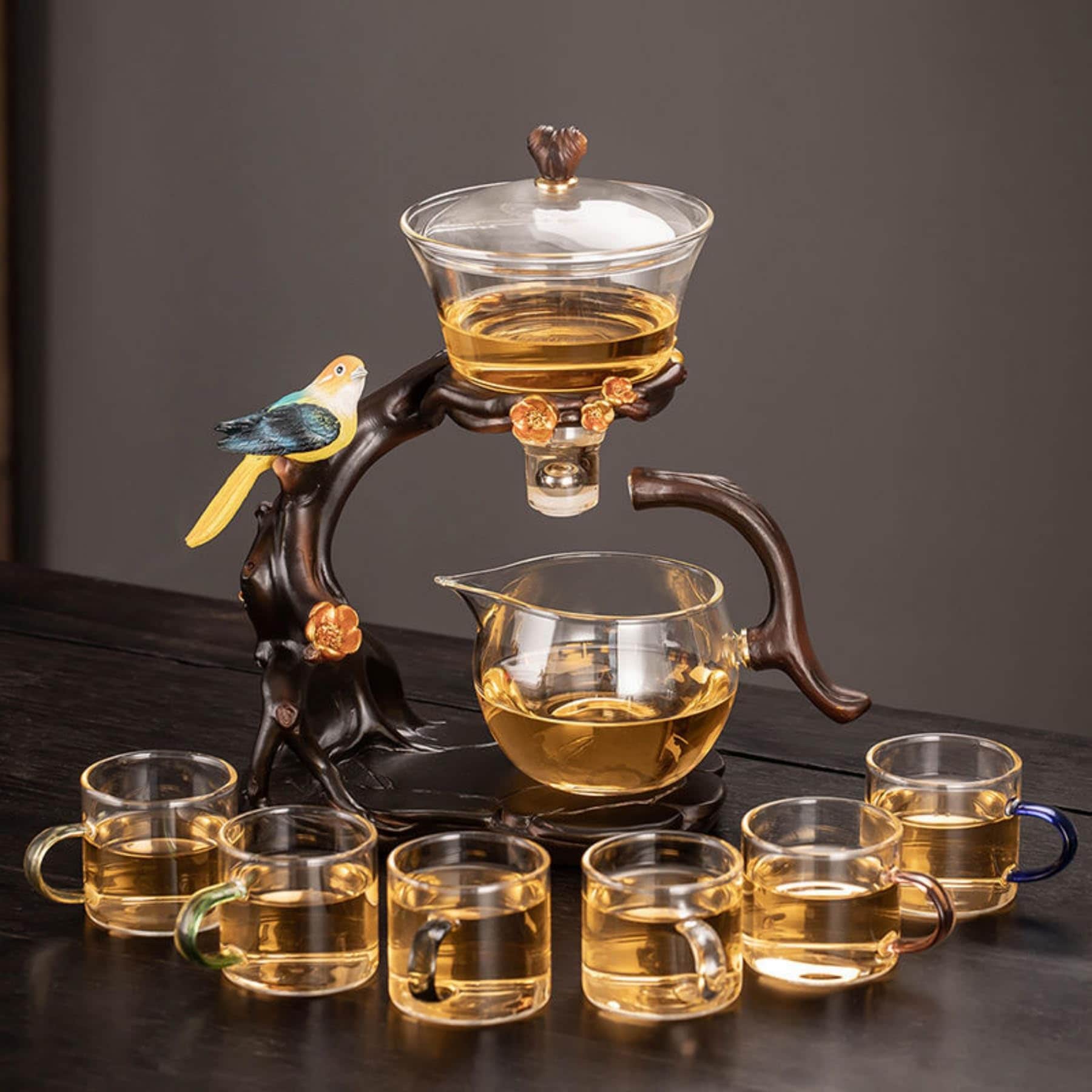 ティーポット ガラス 耐熱 急須 茶海 湯呑み セット 茶こし付き カササギ 半自動ティーセット 茶器セット 工夫茶器 湯呑みセット 煎茶器セット 番茶器セット 蓋碗 煎茶道具 湯飲み茶碗 茶器揃い