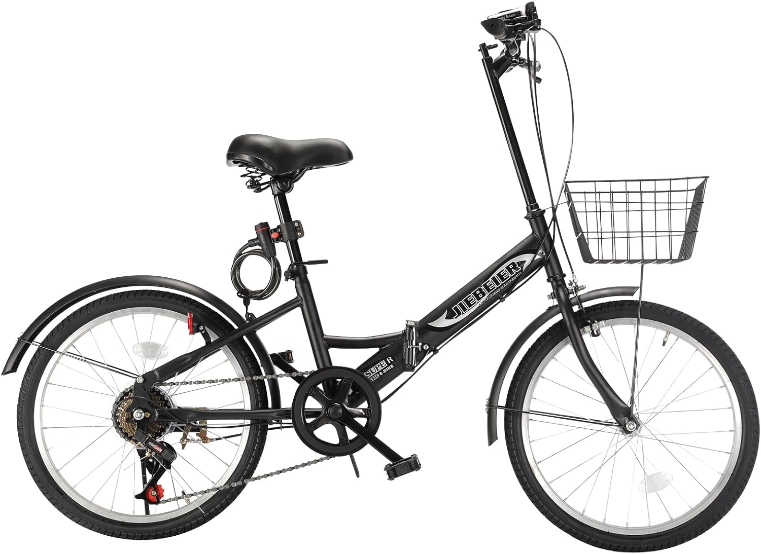 自転車 折り畳み自転車 20インチ 7段変速 カゴ ワイヤー錠 ライト付き 防滑タイヤ 高炭素鋼フレーム 軽量 小径車 通勤 通学 街乗り JZXC-06