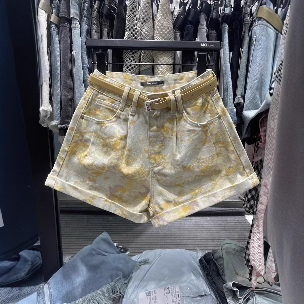 【1点ご購入 で10点プレゼントいたします】2025プリントプリーツ水洗リバーシブルA字デニムパンツワイドパンツ