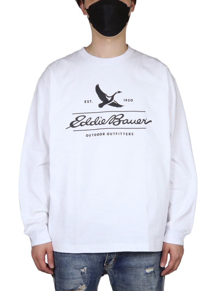 エディーバウアー ロンT EDDIE BAUER Tシャツ 長袖 メンズ レディース アウトドア ブランド 大きいサイズ おしゃれ 白 綿100%