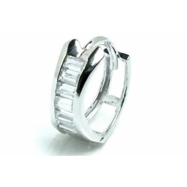 14金 ホワイトゴールド パレスフープピアス 1個 片耳 リングピアス 男性 女性 キラキラ 本物