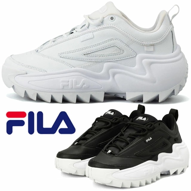 フィラ 厚底 スニーカー レディース 白 靴 ツイスター 黒 ダッドシューズ メンズ ホワイト シャークソール ブラック ダッドスニーカー ボリュームソール FILA 5XM02280-100 5XM