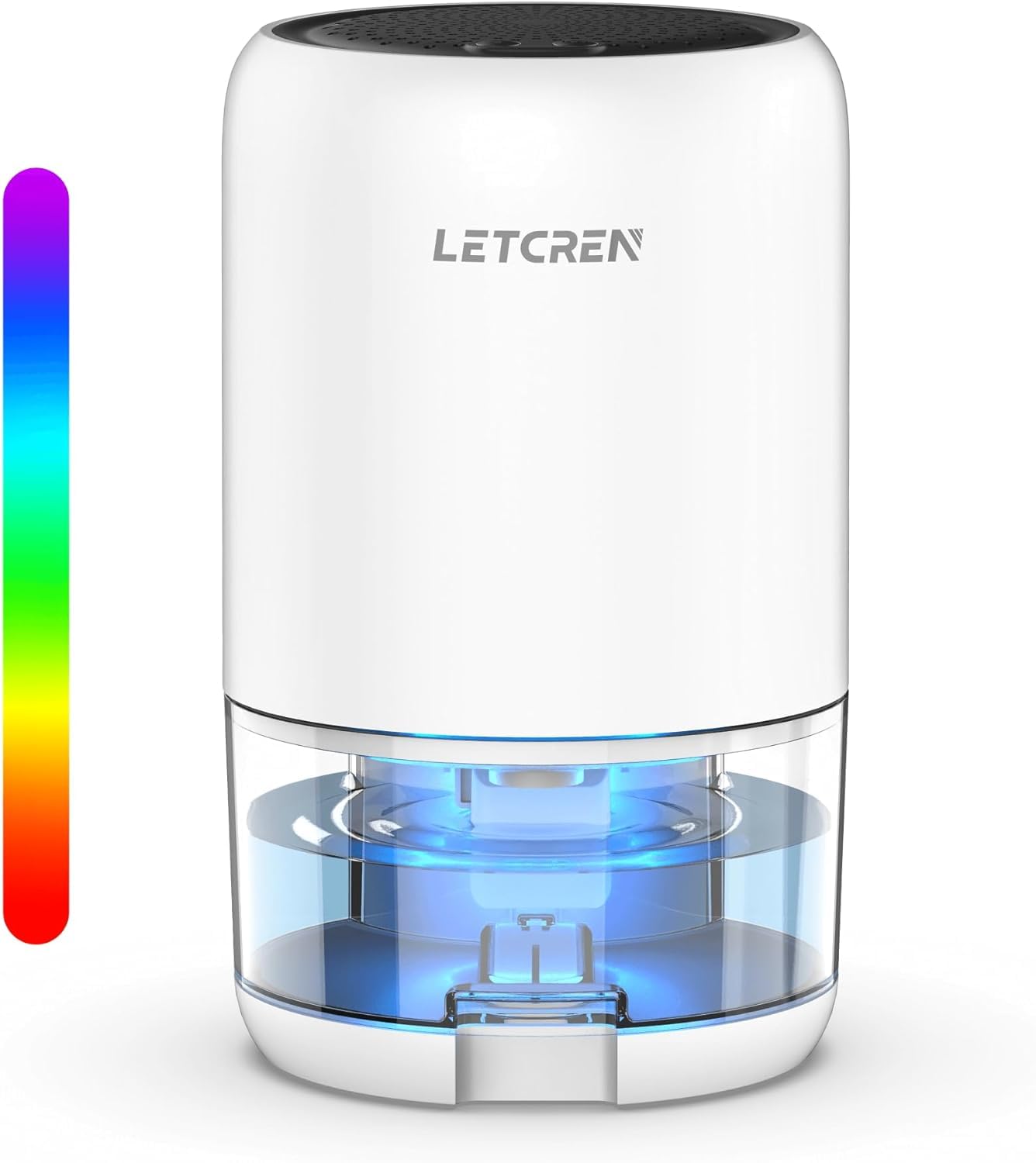 LETCREN 除湿機 小型 省エネ 静音 衣類乾燥 【2025新版 超省エネのペルチェ式で除湿量UP 】マイナスイオン機能 除湿器じょしつき 衣類乾燥機 7色ナイトランプ 満水自動停止 湿気取り【1