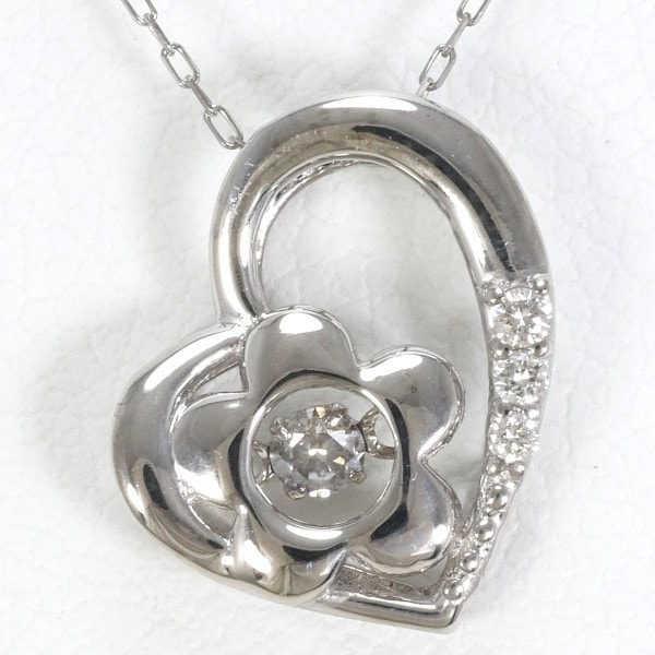 K18 18金 WG ホワイトゴールド ネックレス ダイヤ 0.03 0.02 ジュエリー 中古