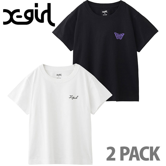 2枚1セット ロゴ アンド バタフライ 2パック ショートスリーブ Tシャツ [105252011032] レディーストップス 半袖 パックティー MULTI 正規取扱店