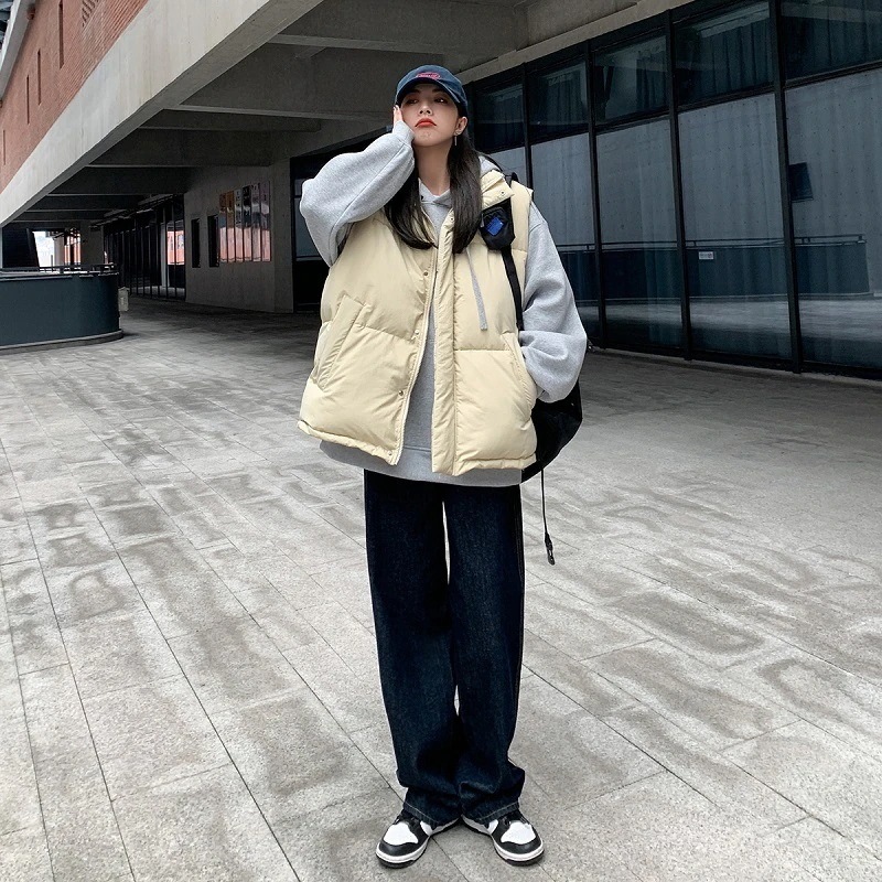 トップス アウター ダウンベスト ベスト フルジップ ジップアップ 前開き スタンドカラー フード無し ゆる オーバーサイズ ポケット かわいい 大人可愛い カジュアル 大人 おしゃれ 母の日 プレゼ