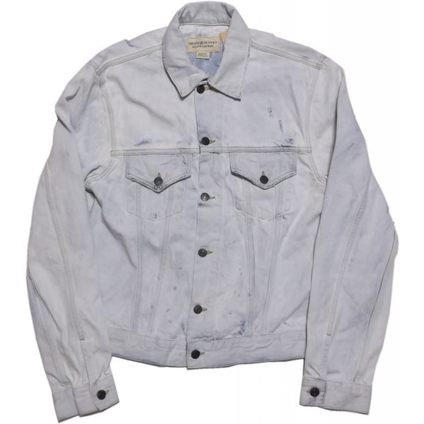 LA直輸入 デニム＆サプライ メンズ デニムジャケット Ｇジャンバックプリント ブリーチ ジージャン bleach denim jacket ラルフ 001