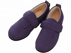 徳武産業 あゆみシューズ 介護靴 施設用 ダブルマジックIII 3E 紫 両足Lサイズ 1097