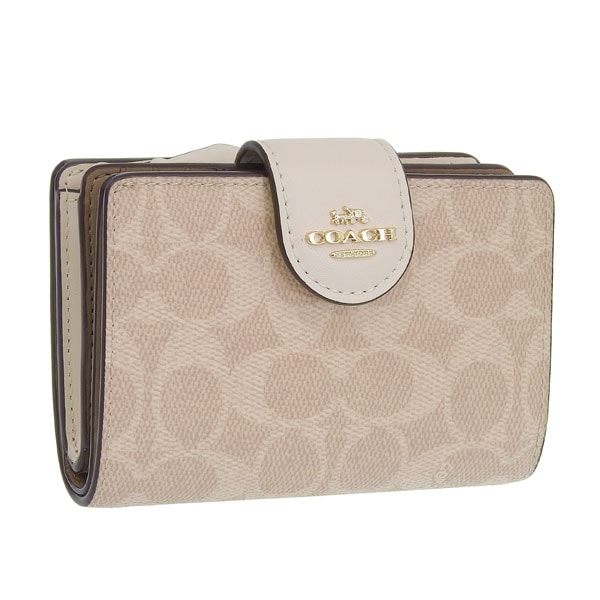 コーチ 財布 レディース 二つ折り財布 アウトレット チョーク ミディアムコーナージップウォレット シグネチャー キャンバス MDM CRNR ZP SIG CW786IMXDM COACH