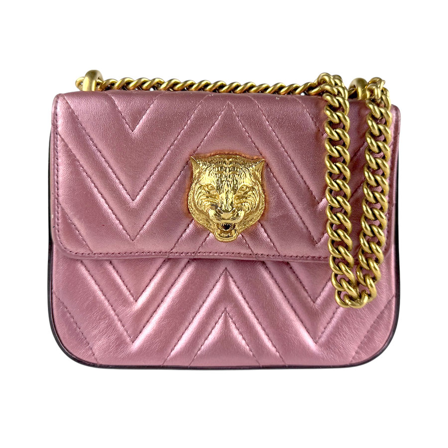 グッチ GUCCI ショルダーバッグ レザー メタリックピンク レディース 432581 z7746
