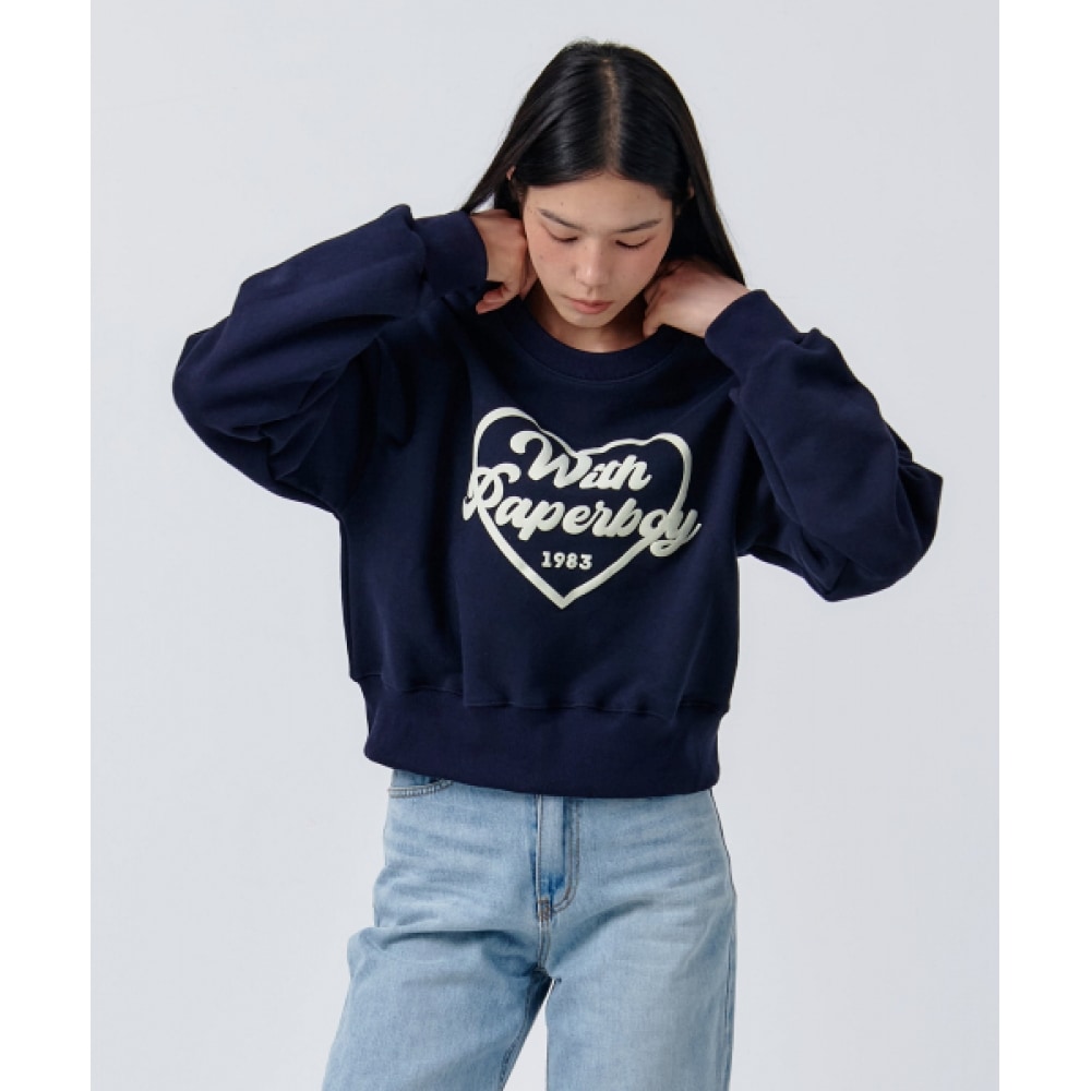 PAPERBOY クロップドフォーミングスウェットシャツ-ネイビー