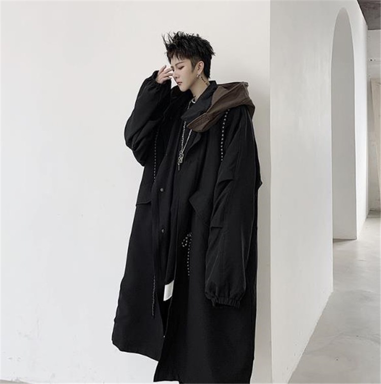 雑志で绍介されました韓国ファッション ジッパー ファッション カラーマッチング フード付き 中長セクション 個性 百掛け ゆったりする コート