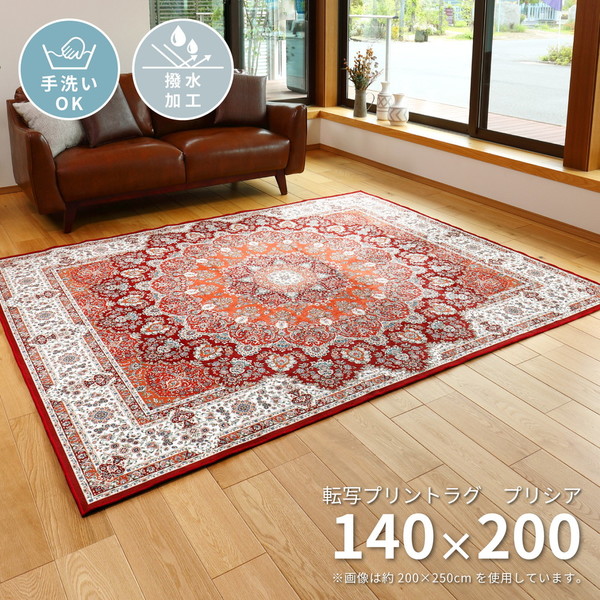 240614000 撥水 高級絨毯風 プリントラグ プリシア 約140200cm メーカー直送