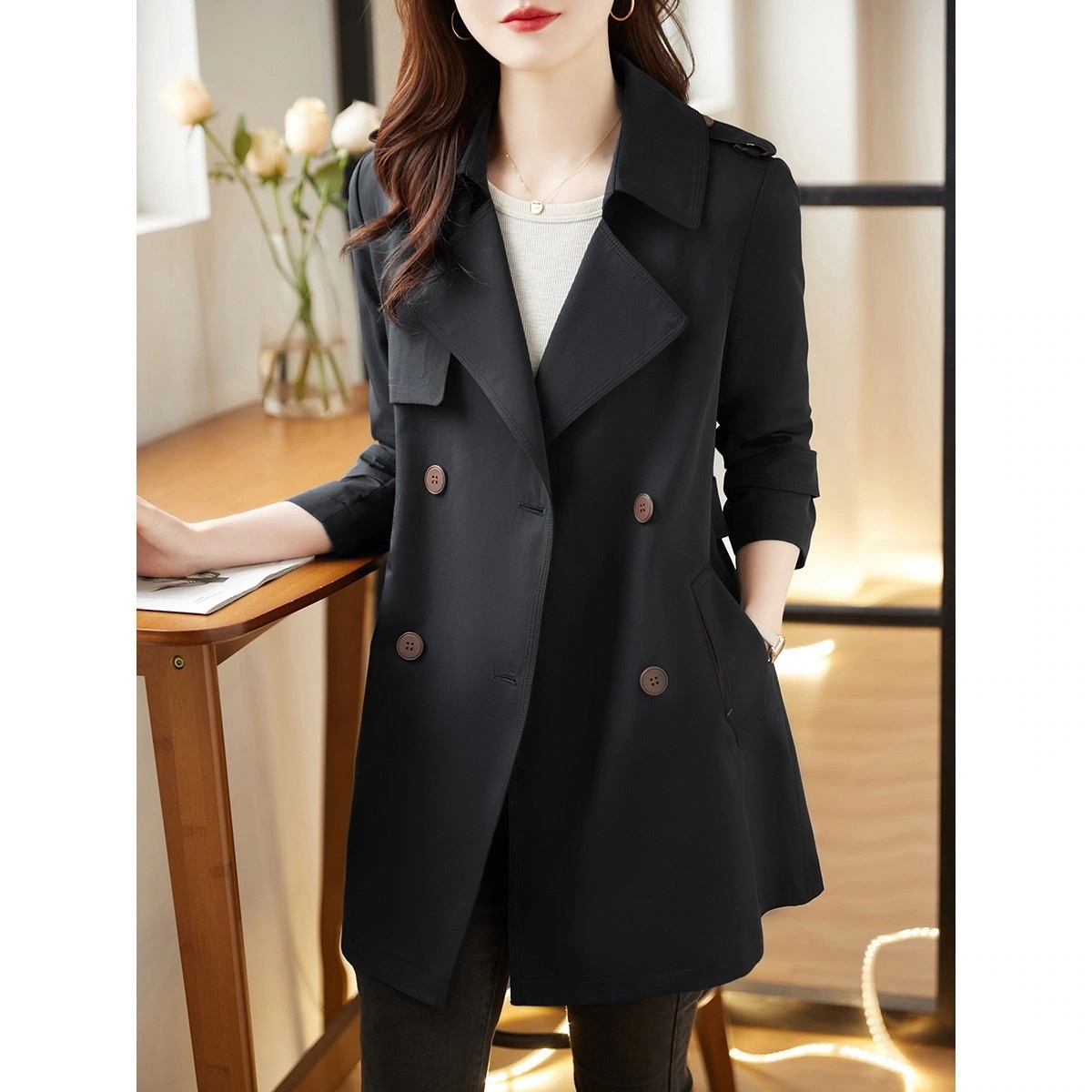 マウンテンパーカー ロングコート 通勤 レディースファッション上着 アウター ゆったり ストレート 無地トレンチコート 2025秋冬新作