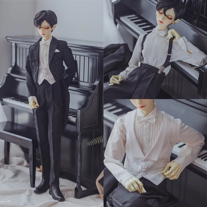 BJD ドール服 燕尾服 スーツセット 6点 シャツ コート ズボン ベスト ベルト ネクタイ POPO68/SD17サイズ球体関節人形用衣装セット ドールウェア 13,874円