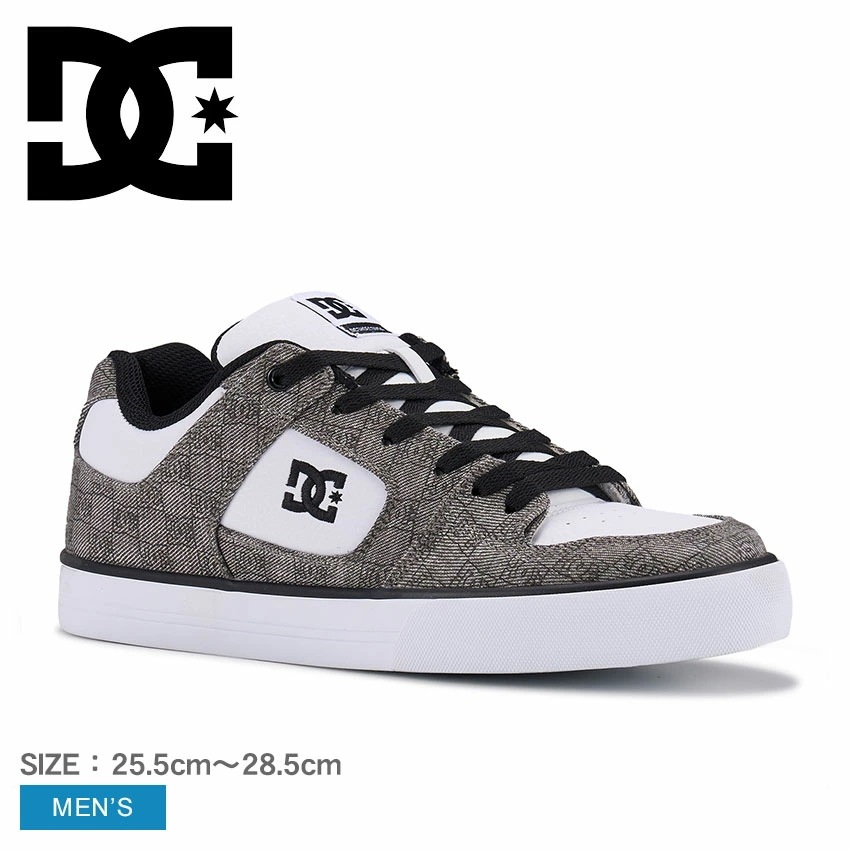 PURE TX SE DM252302 メンズ シューズ 靴 ローカット ブランド スケーター スケボー ストリート ロゴ おしゃれ スポーティ 総柄 カジュアル ホワイト 白 グレー