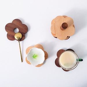 洋風 和風 創作 花 無垢材 保温パッド 家庭用 木製コースター ティーコースター 喫茶店 木製コースター