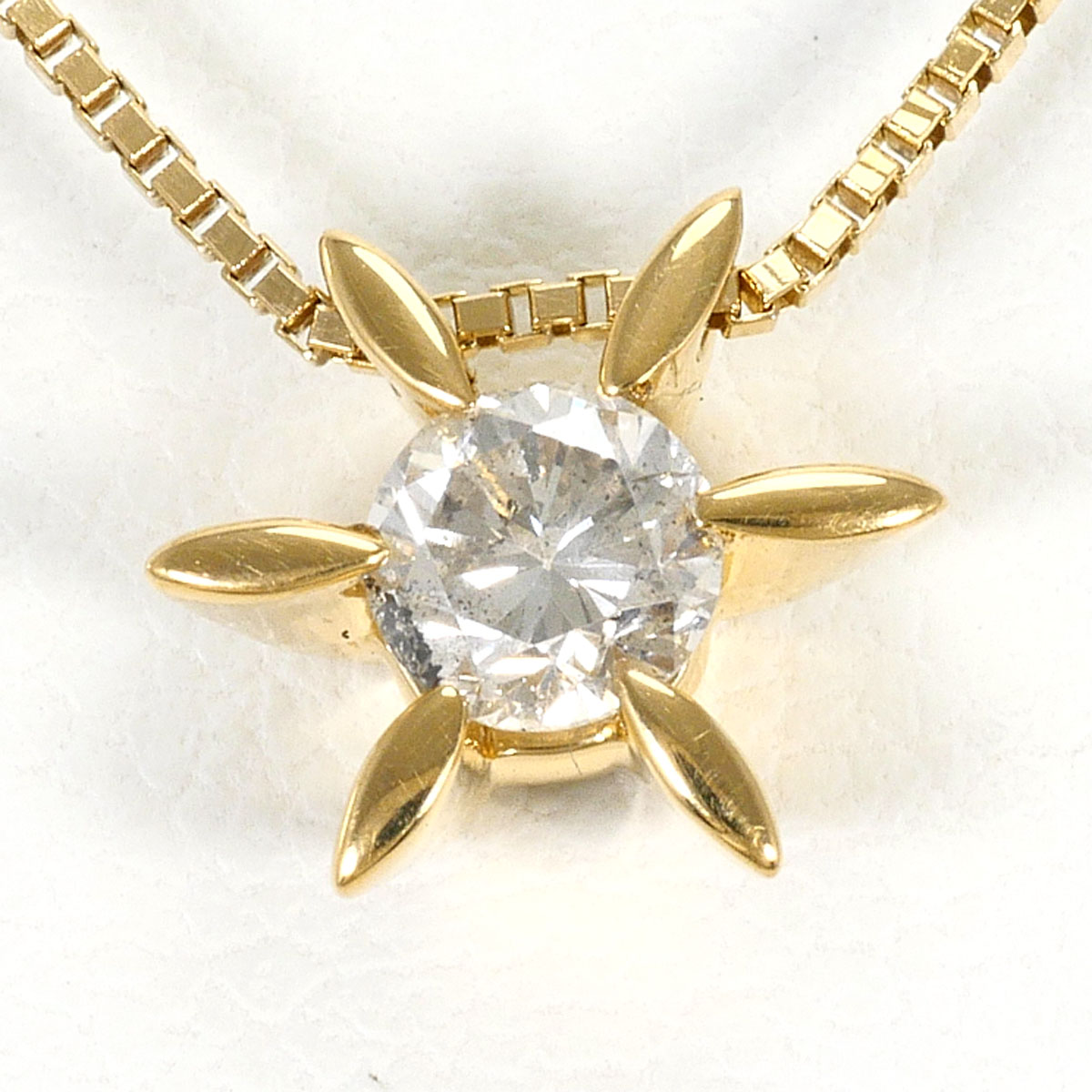 K18 18金 YG イエローゴールド ネックレス ダイヤモンド 0.21ct 総重量約2.2g 約45cm ジュエリー 中古