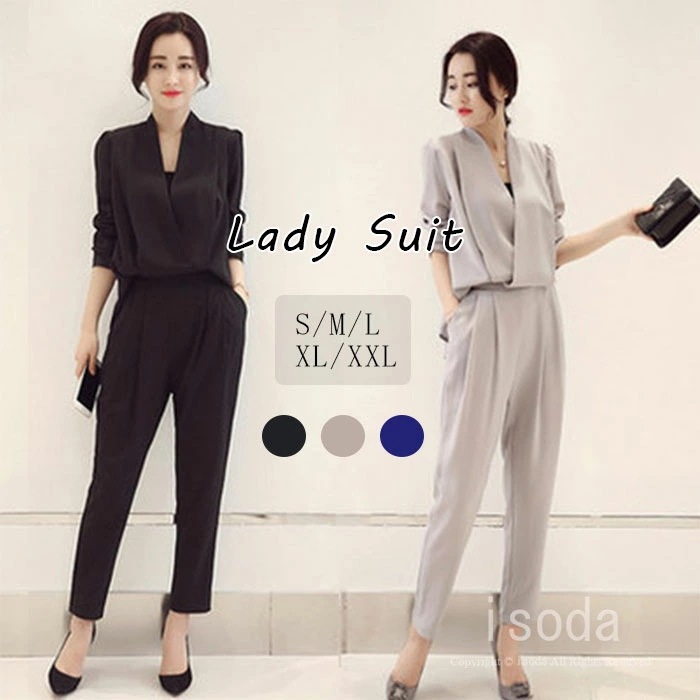 スーツパンツ 上下 セットアップ スーツセット ビジネススーツ フォーマル スーツ ブラック ネイビー グレー 入学式 卒業式 2点セット オフィス オールインワン レディース 女性 エレガント 無地