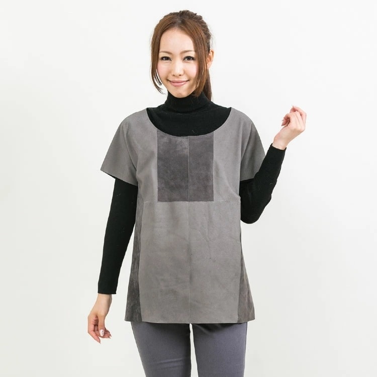 ピッグ スエード レザー シャツ グレー 送料無料 レディース ギフト プレゼント