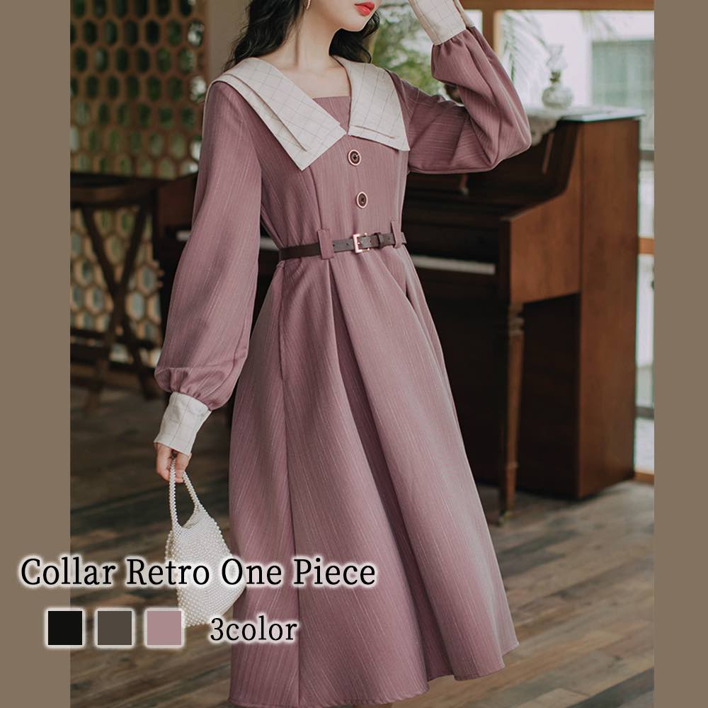 ワンピース レディース 襟付きレトロワンピース 20代 大人 アウトドア Aライン 体感 トップス 冬 秋 春 韓国 厚手 きれいめ カジュアル しっかり 40代 ニット 白 かわいい スカート ネッ