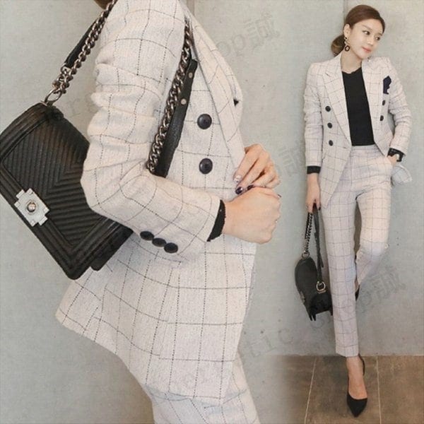 長袖 折り襟 スーツジャケット ロングパンツ 2点セット レディース 面接 就活 フォーマル