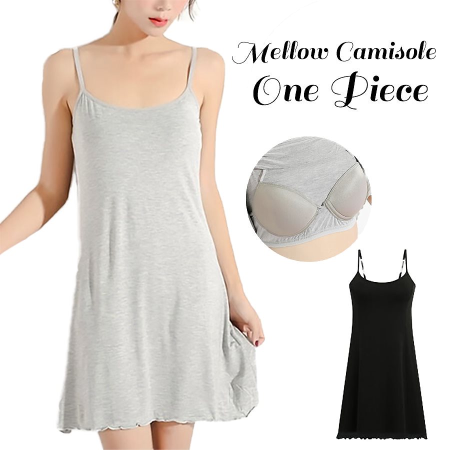 Qoo10 カップ付きメロウインナーキャミワンピース 下着 レッグウェア