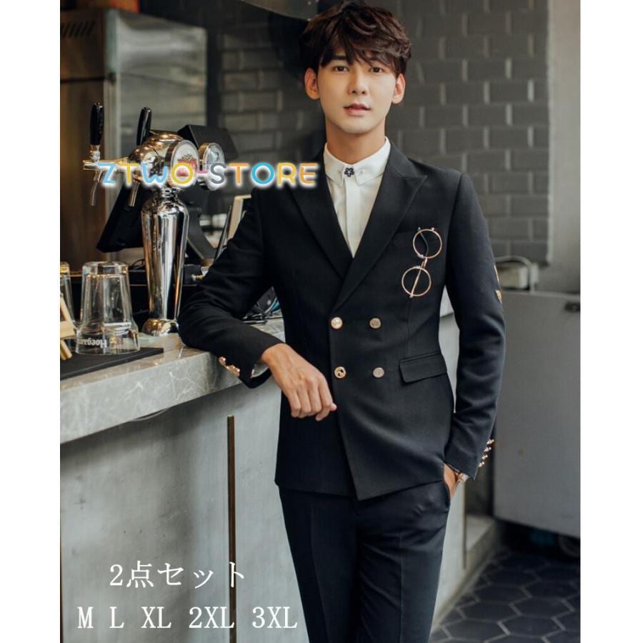 上下セットスーツ メンズスーツ 刺繍あり タキシードスーツ 1つボタンスーツ フォーマルスーツ 結婚式 二次会 成人式 卒業式 就職活 ビジネススーツ 披露宴