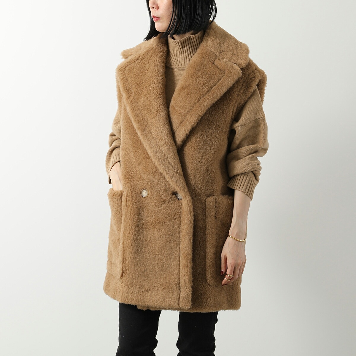 MAX MARA SFILATA マックスマーラ スフィラータ テディベアジレ BORMIDA1234 ボルミーダ レディース ベスト ファー ボア ダブルブレスト 001/CAMMELLO