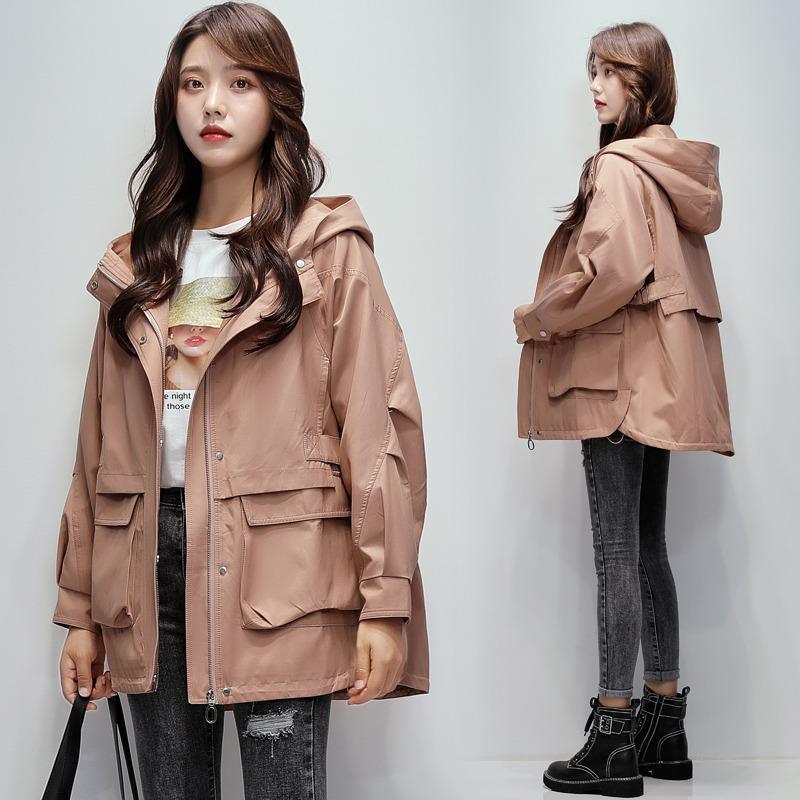 ブルゾン レディース シルエット ウィンドブレーカー モッズコート フード ダークピンク ストリート カジュアル 防風保温
