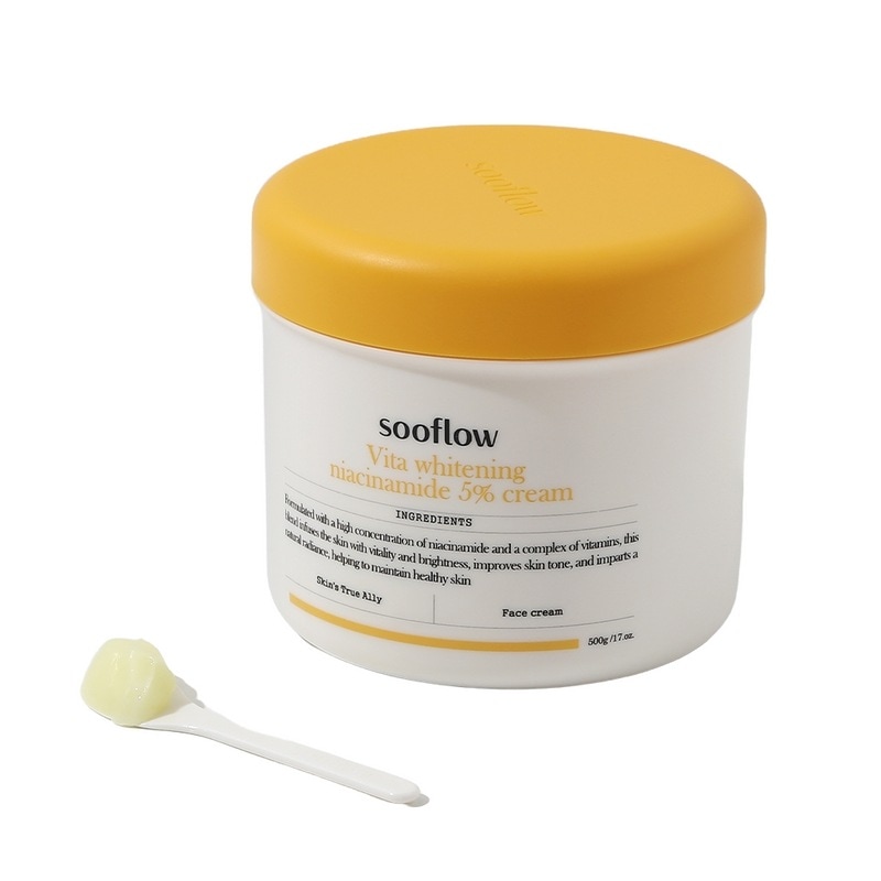 SOOFLOWビタミンナイアシンアミド5％大容量クリーム500g /水分保湿美白トーンアップしわ改善ホワイトニングB3 E