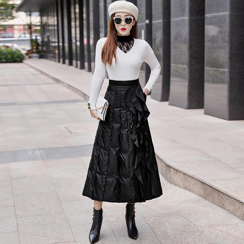 中綿スカートレディースダウンスカートロングAラインフレア物巻きスカIート人気オシャレ防寒ハイウエスト厚無地冬用綿入れ 5,292円