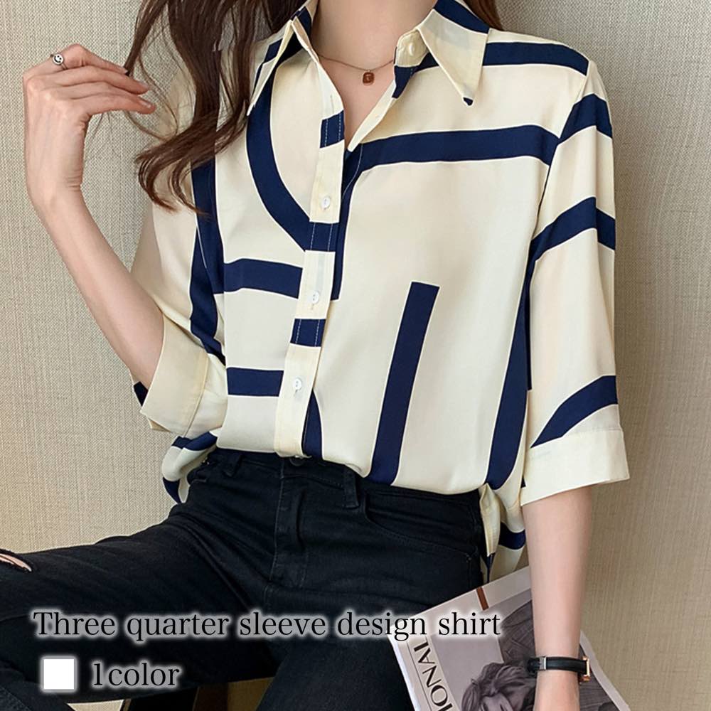 シャツ レディース 七分袖デザインシャツ Tシャツ 事務服 スポーツ おしゃれ ポロシャツ シャツブラウス 春 ゆったり しわになりにくい かわいい 夏 形態安定 カジュアル 襟付き オフィス 麻 半