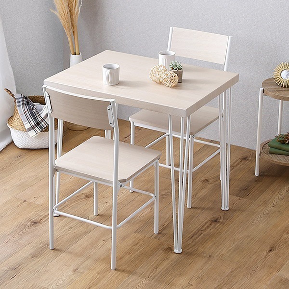 さわやかな背もたれ付き オシャレダイニング 3点セット テーブル チェア 11,275円