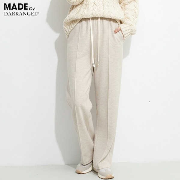 Qoo10 ダークエンジェル 裏起毛イージーワイドパンツ 無地 ポケッ