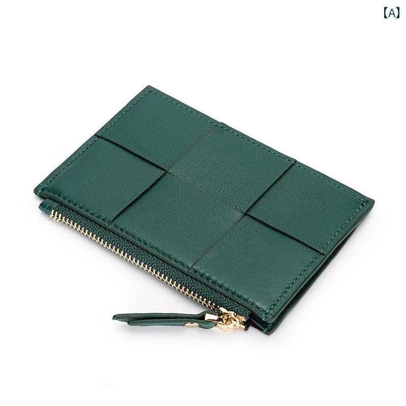 黒 青 緑 シープスキン 革 コンパクト カードケース レディース コインバッグ ミニ 小銭入れ 財布 ジッパー付き 5,198円