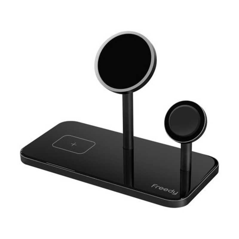 KOMATECH　Freedy マグネット 3in1 ワイヤレスチャージャー スタンド Freedy ブラック ［USB Power Delivery対応 /ワイヤレスのみ］　EA1205