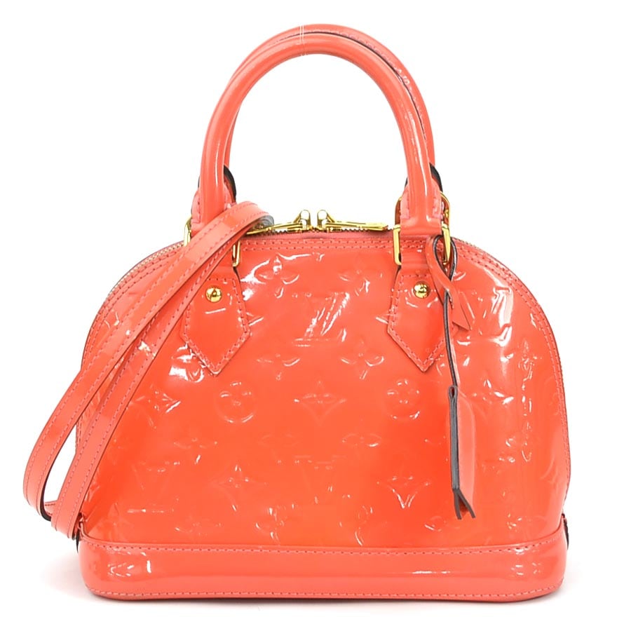 ルイ ヴィトン LOUIS VUITTON ハンドバッグ 斜め掛けショルダーバッグ モノグラムヴェルニ アルマBB パテントレザー オレンジピンク ゴールド レディース e59234a