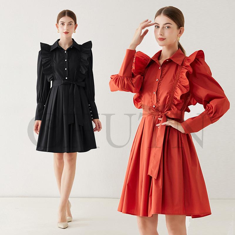 【激安開催！】シャツワンピースレディース パーティードレス 長袖ミニワンピース40代 aラインワンピース春シャツワンピース エレガント フォーマルパーティードレス結婚式