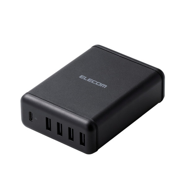 MPA-ACD02BK スマートフォンタブレット用AC充電器 USB-A4ポート(おまかせ充電) Type-C1ポート(PD30W) 電源ケーブル1.5m ブラック メーカー直送